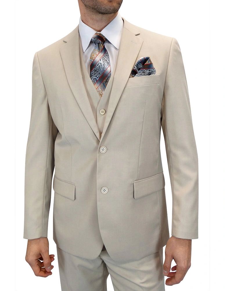 Sharp Tan Suit: The Ultimate Gentleman's Three-Piece, Tailored for Success.
